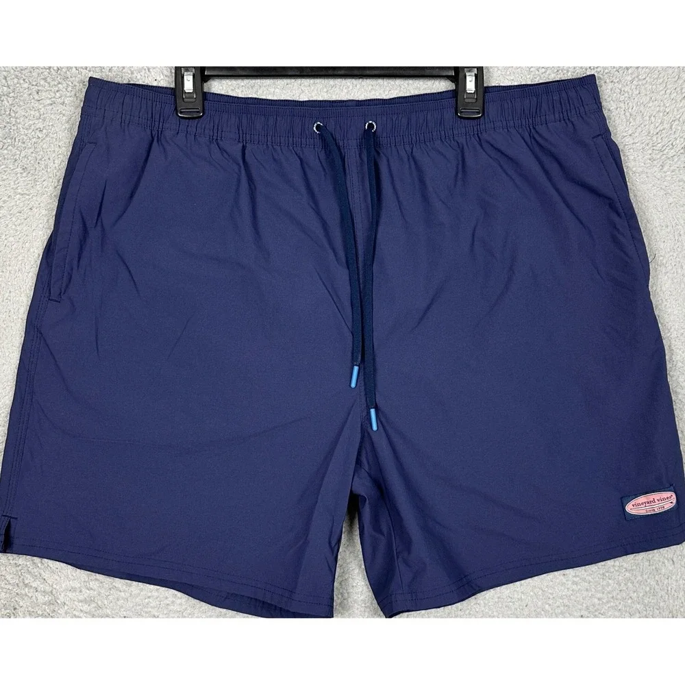 Vineyard Vines Swim Trunks Mens 2XL Performance Navy Blue Lined Board Shorts EUC
